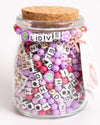 LOVE Purple Flower Beads DIY Letter Bead Jar with Bow