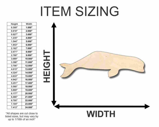 Unfinished Wood Beluga Whale Shape - Ocean - Craft - up to 46" DIY