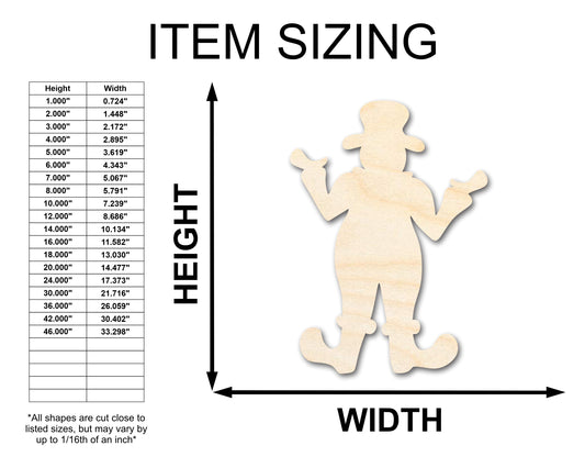 Unfinished Wood Clown Shape | Craft Cutout | up to 46" DIY