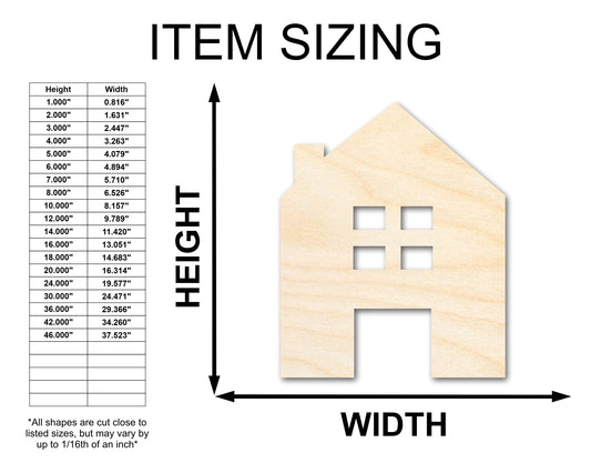 Unfinished Wood House Silhouette Shape - Craft - up to 46"