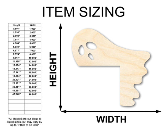 Unfinished Wood Ghost Corner Shape | Halloween | Craft Cutout | up to 46" DIY
