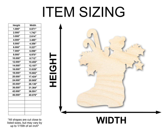 Unfinished Wood Christmas Boot Silhouette Shape - Craft - up to 46"