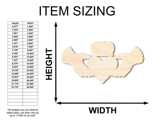 Tall Unfinished Wood Claddagh Shape - Irish Craft - up to 46" DIY