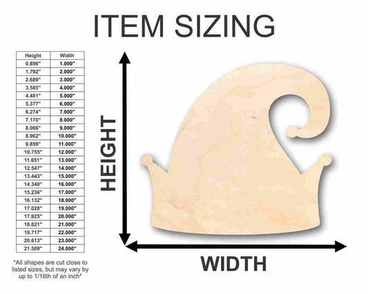 Unfinished Wood Elf Hat Shape - Christmas - Ornament - Craft - up to 46" DIY