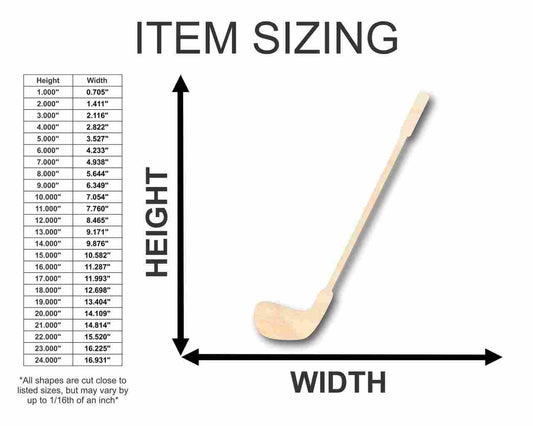 Unfinished Wood Golf Club Shape - Sporting - Craft - up to 46" DIY