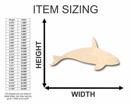 Unfinished Wood Killer Whale Shape - Ocean - Craft - up to 46" DIY