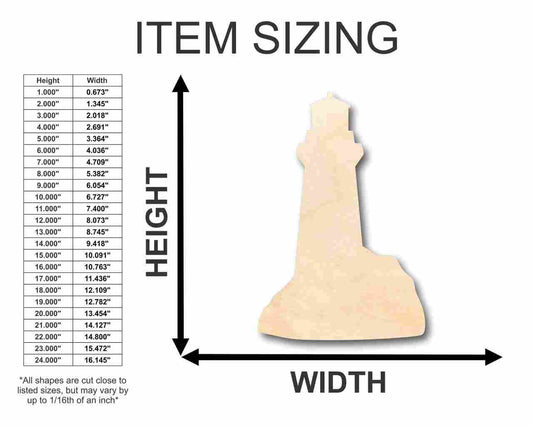 Unfinished Wood Lighthouse Shape - Ocean - Beach - Nursery - Craft - up to 46" DIY