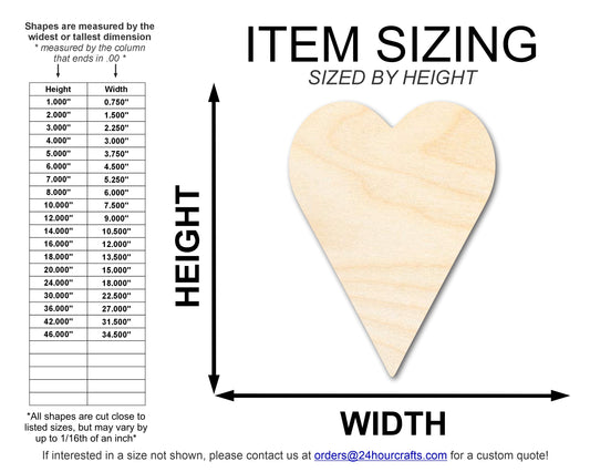 Unfinished Wood Tall Heart Shape | Valentine's Day | DIY Craft Cutout | Up to 46"