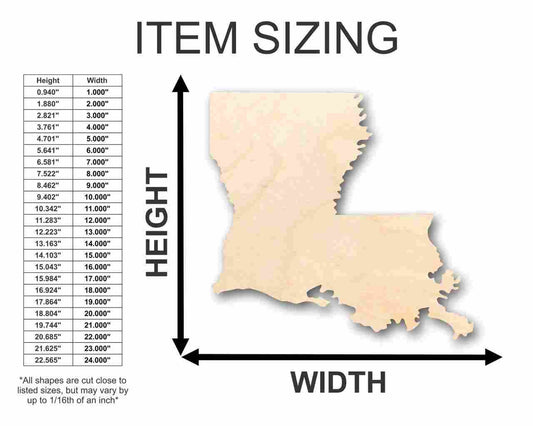 Unfinished Wood Louisiana Shape - State - Craft - up to 46" DIY