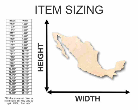 Unfinished Wood Mexico Shape - Country - Craft - up to 46" DIY