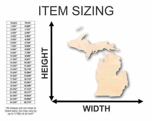 Unfinished Wood Michigan Shape (2 Pieces) - State - Craft - up to 46" DIY