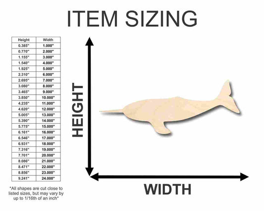 Unfinished Wood Narwhal Shape - Ocean - Fishing - Craft - up to 46" DIY