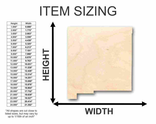 Unfinished Wood New Mexico Shape - State - Craft - up to 46" DIY