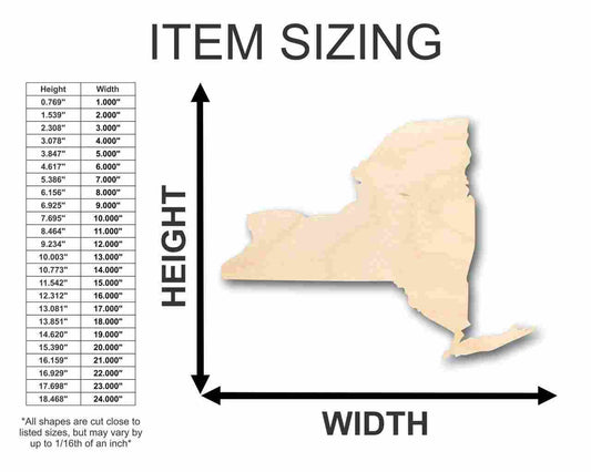 Unfinished Wood New York Shape - State - Craft - up to 46" DIY