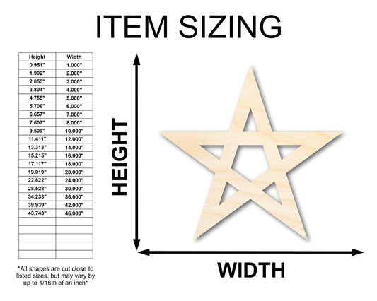 Unfinished Wood Pentagram Shape | Craft Cutout | up to 46" DIY