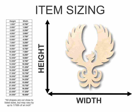 Unfinished Wood Phoenix Shape - Mythical - Beast - Craft - up to 46" DIY