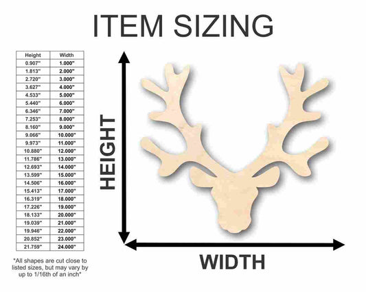 Unfinished Wood Reindeer Head Antlers Shape - Animal - Wildlife - Craft - up to 46" DIY