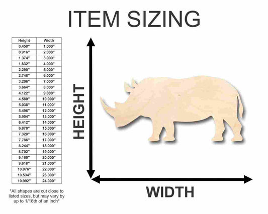 Unfinished Wood Rhinoceros Shape - Animal - Wildlife - Craft - up to 46" DIY
