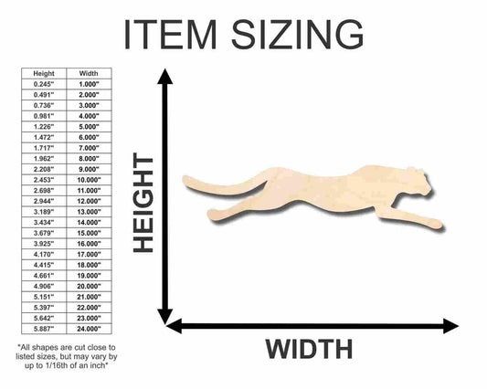 Unfinished Wood Running Cheetah Shape - Animal - Wildlife - Craft - up to 46" DIY