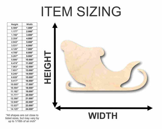 Unfinished Wood Santa Claus Sleigh Shape - Christmas - Ornament - Craft - up to 46" DIY