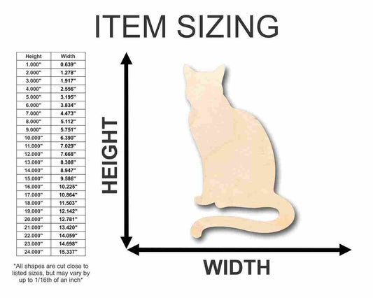 Unfinished Wood Sitting Cat Shape - Animal - Pet - Craft - up to 46" DIY