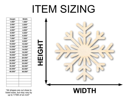 Unfinished Wood Snowflake Shape | Winter Decor | DIY Craft Cutout | up to 46" DIY