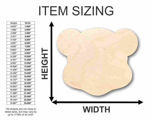 Unfinished Wood Teddy Bear Head Shape - Craft - up to 46" DIY
