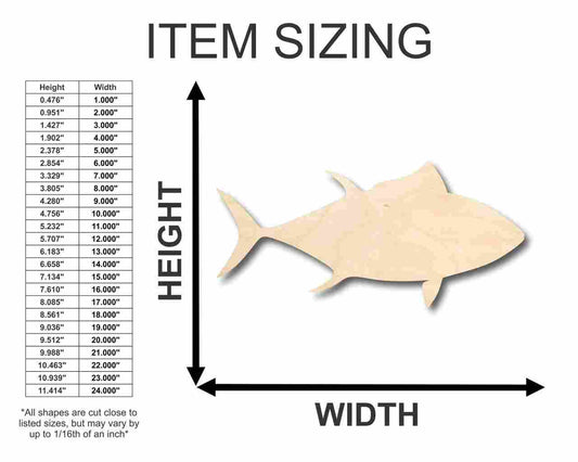 Unfinished Wood Tuna Fish Shape - Ocean - Craft - up to 46" DIY