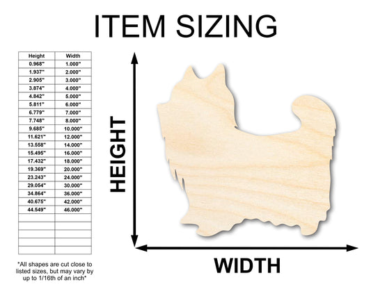 Unfinished Wood Yorkshire Terrier Shape - up to 46"