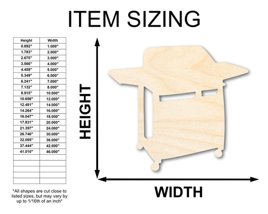 Unfinished Wood BBQ Grill Shape - Craft - up to 46" DIY