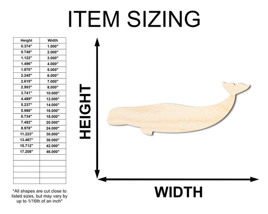 Unfinished Wood Beluga Whale Shape - Craft - up to 46" DIY