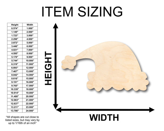 Unfinished Wood Santa Hat Shape - Christmas - Craft - up to 46" DIY