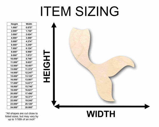Unfinished Wood Mermaid Tail Siren Silhouette - Craft- up to 46" DIY