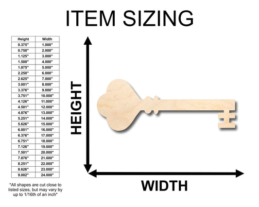 Unfinished Wood Skeleton Key Shape - Craft - up to 46" DIY
