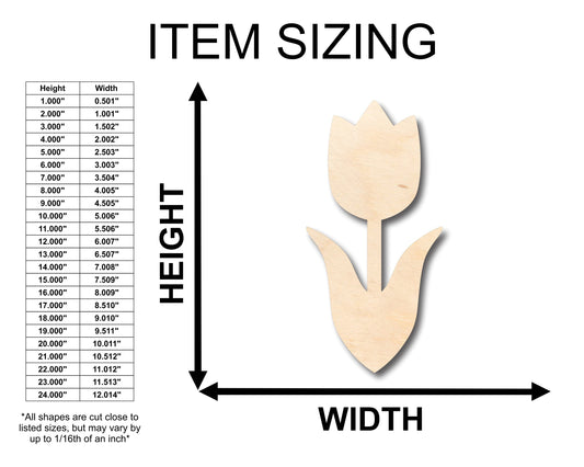 Unfinished Wood Tulip Flower Shape - Craft - up to 46" DIY