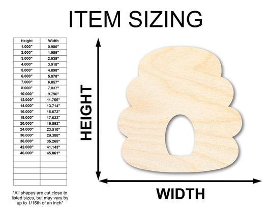 Unfinished Wood Beehive Shape - Craft - up to 46"