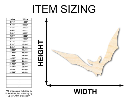 Unfinished Wood Vampire Bat Shape - Craft - up to 46"