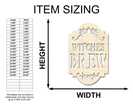 Unfinished Wood Witches Brew Shape - Craft - up to 46"