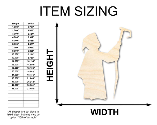 Unfinished Wood Wizard Shape - Craft - up to 46"
