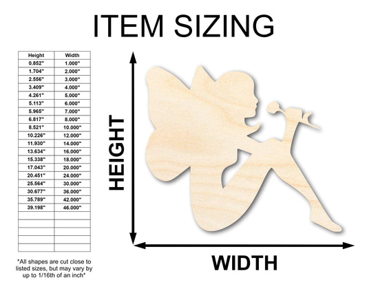 Unfinished Wood Fairy Shape - Craft - up to 46"