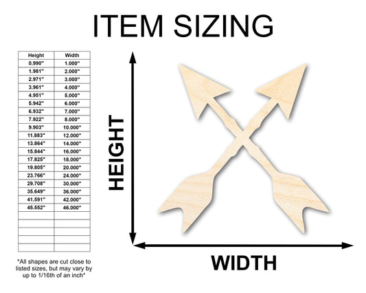 Unfinished Wood Crossed Arrows Shape | Craft Cutout | up to 46" DIY