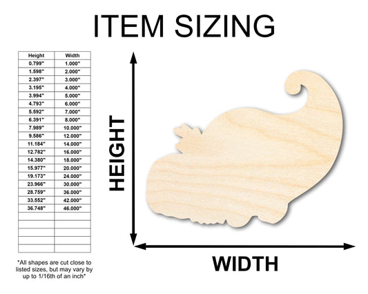 Unfinished Cornucopia Harvest Shape | Craft Cutout | up to 46" DIY