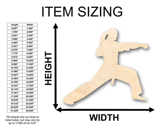Unfinished Wood Female Martial Arts Karate Shape - Craft - up to 46" DIY