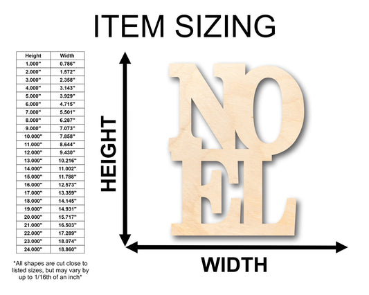 Unfinished Wood Noel Shape - Craft - up to 46" DIY