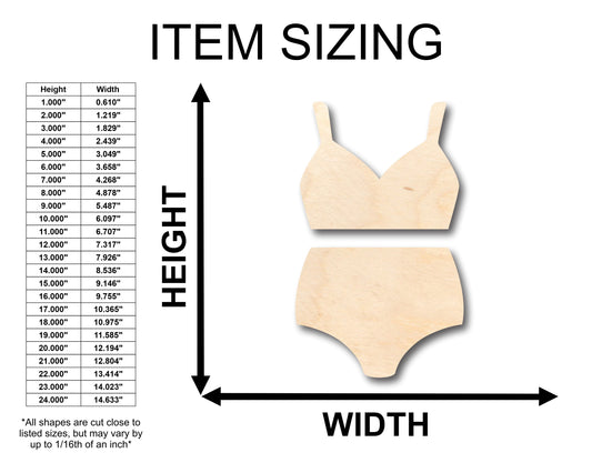 Unfinished Wood Swimsuit Bikini Shape - Craft - up to 46" DIY