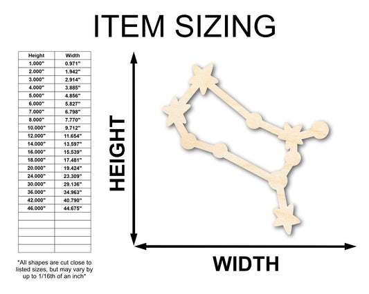 Unfinished Wood Gemini Constellation Shape - Zodiac Craft - up to 46"