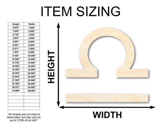 Unfinished Wood Libra Sign Shape - Zodiac Craft - up to 46"