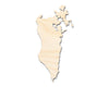 Unfinished Wood Bahrain Country Shape - Middle East Craft - up to 46" DIY