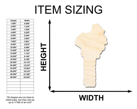 Unfinished Wood Benin Country Shape - West Africa Craft - up to 46" DIY