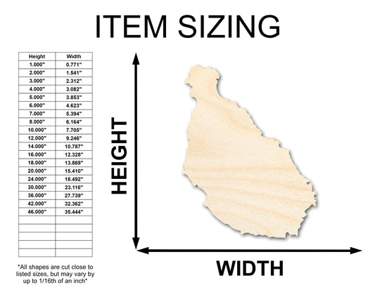 Unfinished Wood Santiago Island Shape - Cabo Verde Craft - up to 46" DIY